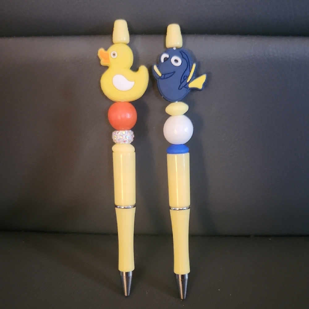 Yellow Duck and Dory Beaded Pens